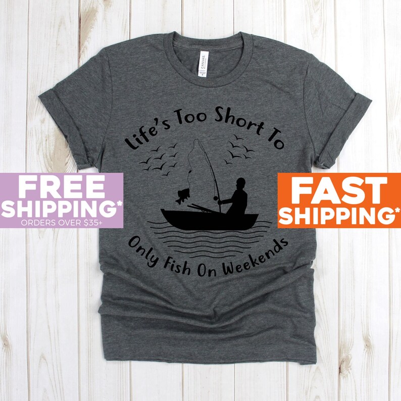 Papa Fishing Shirt Life's Too Short Only Fish On Weeekends Grandpa Gift Outdoor T Shirt Fisherman Gifts Dad Shirt afbeelding 1