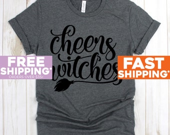 Witch Shirts - Cheers Witches Broom - Witch Shirt - Witch Tee Shirt - Halloween Gift - Halloween Tee