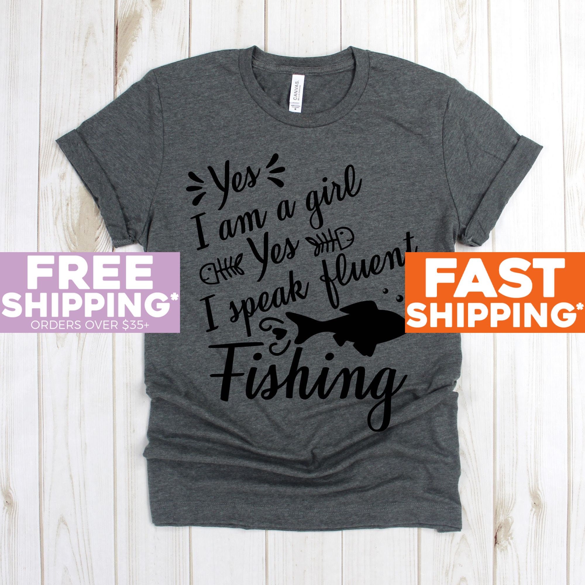 Girl speak fluent Fishing  Ladies Premium Shirt -   – Angel Dir Dein Shirt