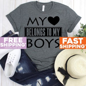 Mama Shirt - My Heart belongs to my Boys Shirt - Mom Life T-Shirt Shirts