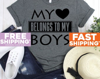 Mama Shirt - My Heart belongs to my Boys Shirt - Mom Life T-Shirt Shirts