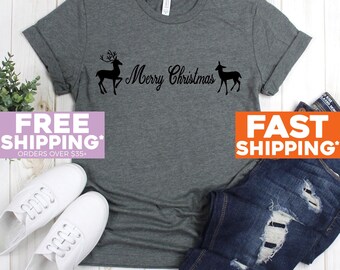 Merry Christmas Shirt - Merry Christmas Two Deer - Christmas Shirts - Funny Christmas Tee - Christmas T-shirt