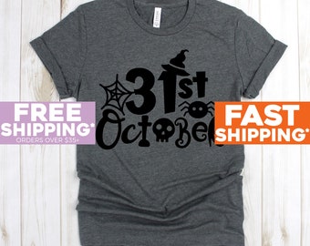 Halloween Shirts - 31st October Skull Spider - Boo Shirt - Holiday Shirt - Witch TShirt - Hocus Pocus Shirt