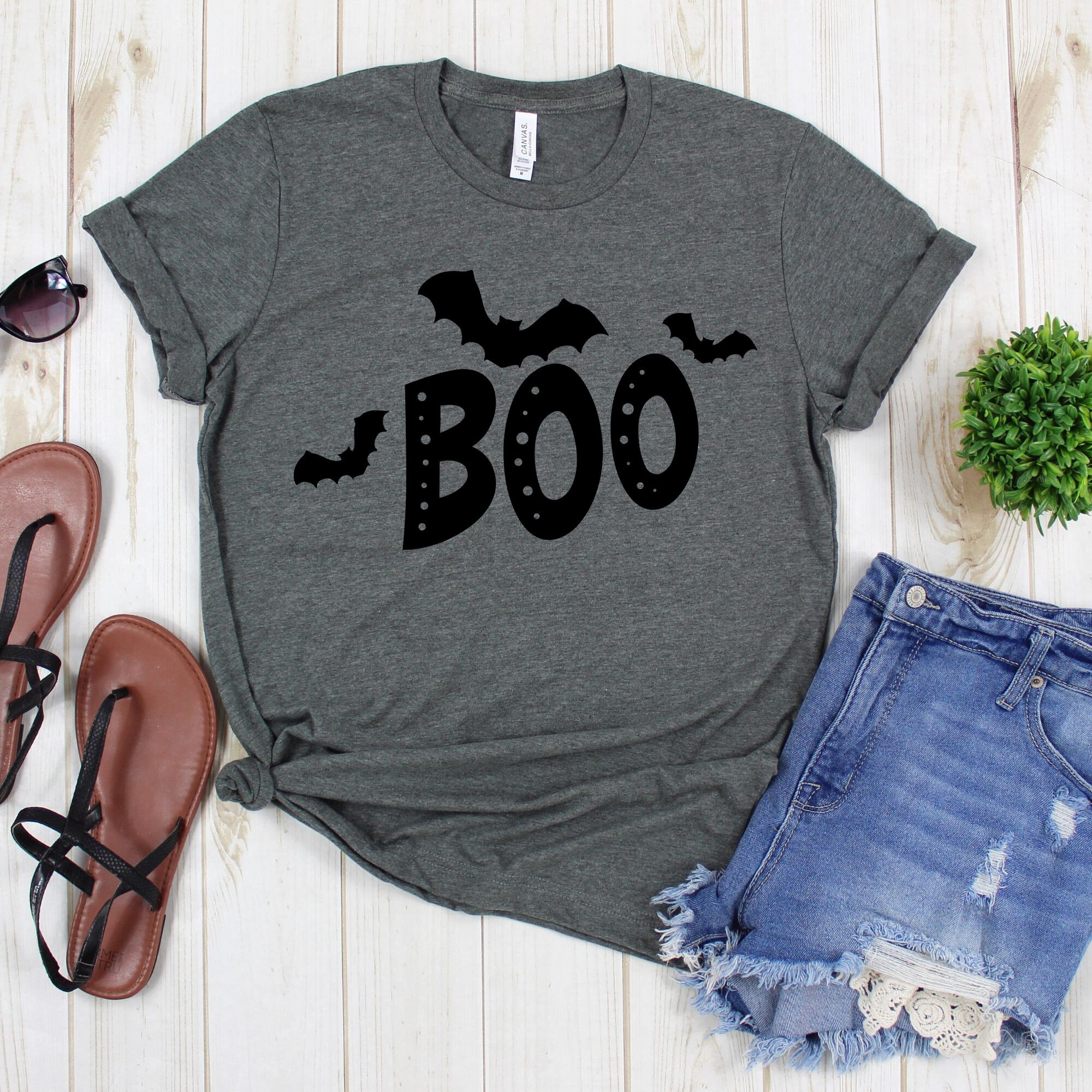 Boo Tee Shirt Boo Three Bats Boo T-shirt Halloween Tee | Etsy