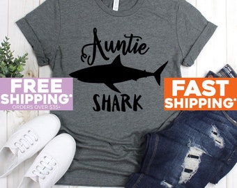 Auntie Shark Shirt - Auntie Shark Tee Shirt - Funny Auntie T Shirt - Auntie Shirts