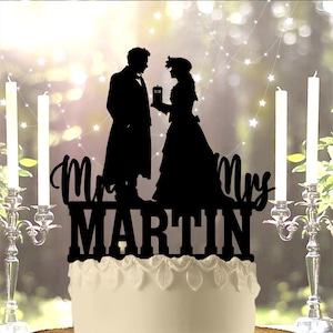 Steampunk Turn of the Century Holding a Police Call Box Wedding Cake Topper