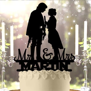 Han and Leia Star Wars Themed Personalized Wedding Cake Topper