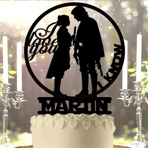 Han and Leia I Love You I Know Personalized Wedding Cake Topper