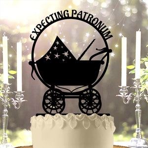 Wizarding Themed Expecting Patronum - Baby Shower Gender Reveal - Fantasy Themed - Cake Topper