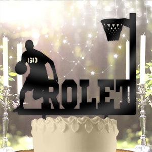 Basketball Dribble with Number Name Personalized Birthday Cake Topper