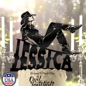 Cowgirl Wild West on Slope Name and Age Personalized   Birthday Cake Topper