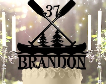Canoe With Paddles Personalized Cake Topper Birthday