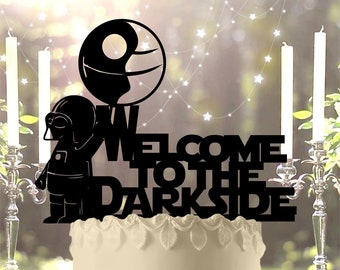 Vader Baby Shower Girl or Boy Cake Topper Gender Reveal Sith Happens