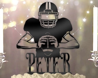 Football Quarterback - Personalized Name - Sports Themed - Custom Birthday Cake Topper