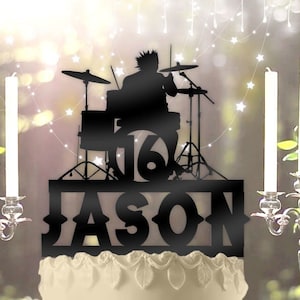 Drummer With Name Age Drumming Personalized Birthday Cake Topper
