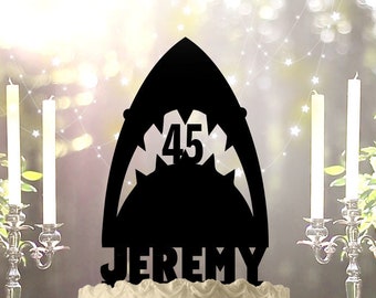 TOPPER PER TORTA Bianca Squalo Grande Decorazione Personalizzato 256189922079