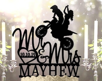 Dirt Bike Personalized With Date Wedding Cake Topper