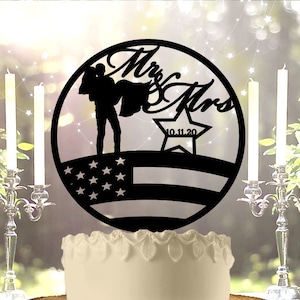 Patriotic Personalized Wedding Cake Topper