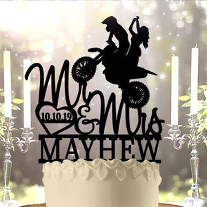 Dirt Bike Personalized With Date Wedding Cake Topper