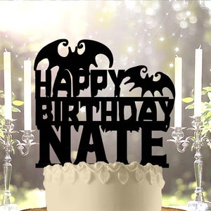 Halloween Bat Birthday Personalized Wedding Cake Topper