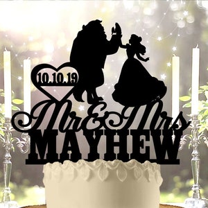 Beauty and Beast Personalized With Date Wedding Cake Topper