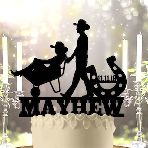 Funny Farm Couple Western Wedding Cake Topper