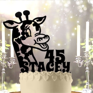 Personalized Giraffe Birthday Cake Topper: Custom Name & Age