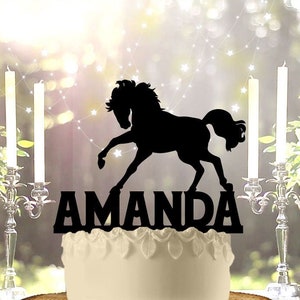 Horse Mustang Wild Horse with Name Personalized Birthday Cake Topper