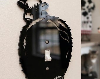 Fluffy Cow Butt Light Switch Plate Cover - Acrylic Pet Wildlife Room Decor Wall Plate
