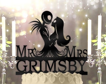 Skellington King Halloween Gothic Personalized Wedding Cake Topper