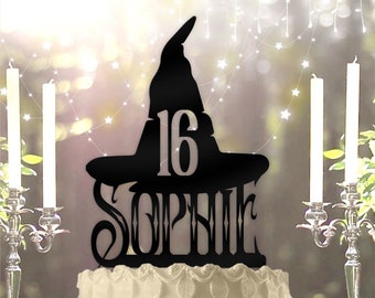 Witch Witchin' Hat Name with Age Personalized   Birthday Cake Topper