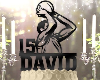 Basketball Shot with Name and Age Personalized Birthday Cake Topper