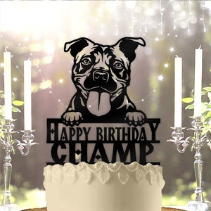 American Pit Bull Terrier Dog Pet Personalized Birthday   Cake Topper