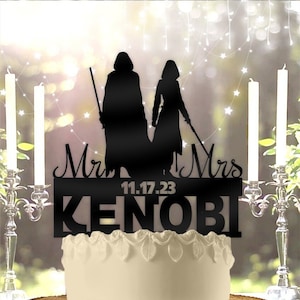 Empire Sith Jedi - Personalized Mr & Mrs Name, Date - Fantasy Themed - Custom Wedding Cake Topper