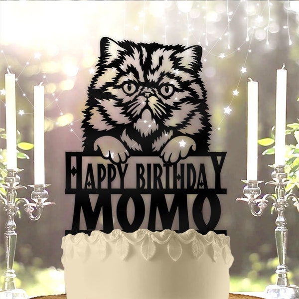 Pet Cat Persian Personalized Birthday   Cake Topper