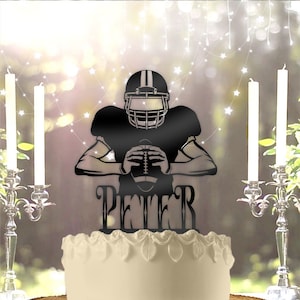 Football Quarterback with Name Personalized Birthday Cake Topper