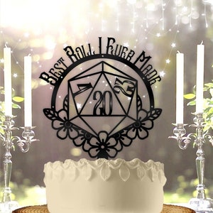 Dungeons & Dragons D20 Dice with Date Best Roll I Ever Made Personalized Wedding Cake Topper