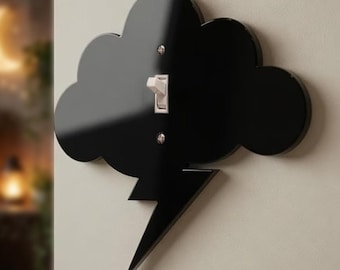 Storm Cloud Light Switch Plate Cover: Modern Fun Kids Room Home Decorating Ideas