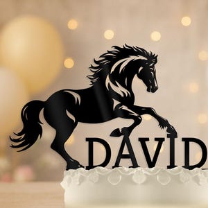 Mustang Horse  with Name Personalized Birthday Cake Topper