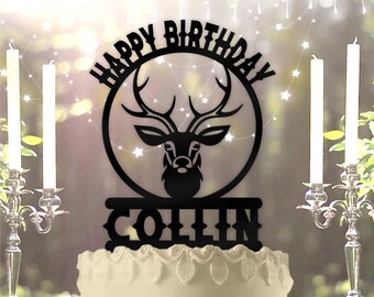 Buck Deer Personalized Custom with Name   Special Event Birthday Cake Topper