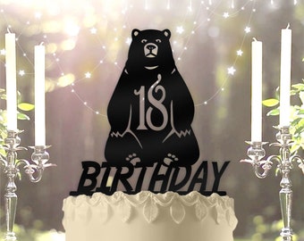 Bear with Age Personalized Birthday Cake Topper