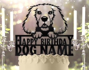 Cocker Spaniel Dog Pet Personalized Birthday Cake Topper