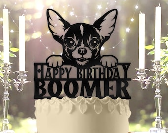 Chihuahua Dog Pet Personalized Birthday Cake Topper