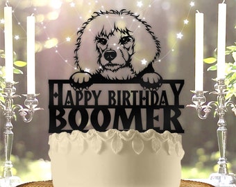 Poodle Dog Pet Personalized Birthday Cake Topper