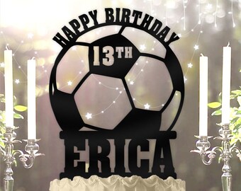 Soccer Ball with Name and Age Special Event Personalized Custom Birthday Cake Topper