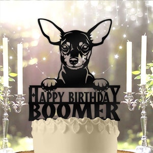 Miniature Pinscher Dog Pet Personalized Birthday Cake Topper