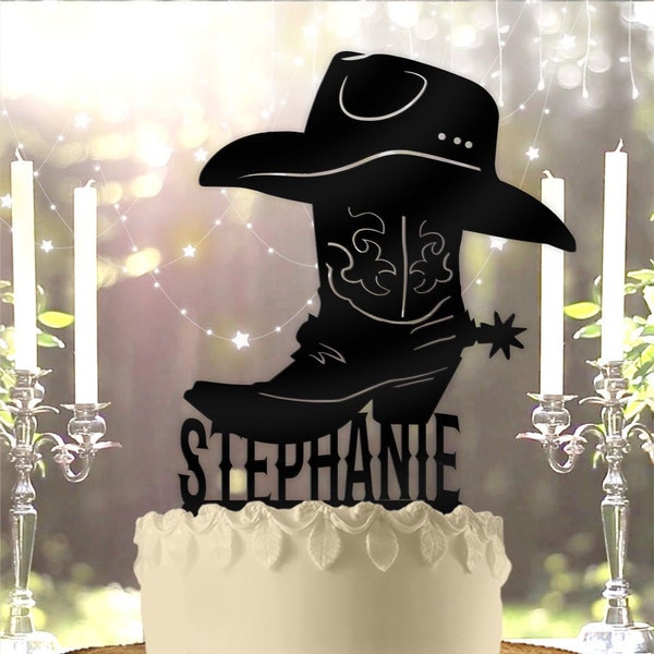 Girls Spur Boot Cowgirl Birthday With Name Cake Topper