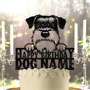 Schnauzer Dog Pet Personalized Birthday Cake Topper