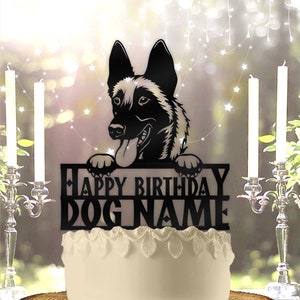 Malinois Dog Pet Personalized Birthday Cake Topper