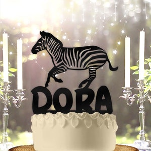 Zebra with Name Personalized Birthday Cake Topper